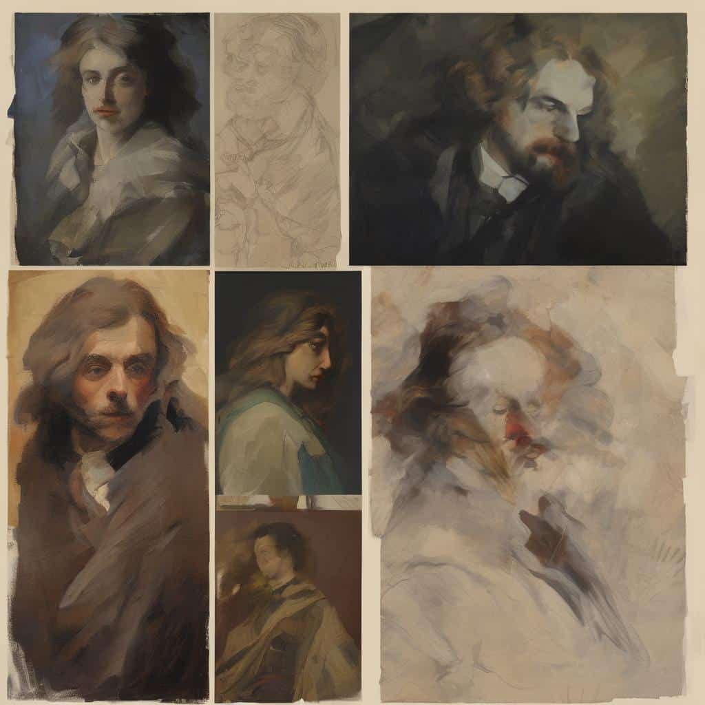 Ανθρώπινες πορτρέτες διάσημων καλλιτεχνών που επηρέασαν την τέχνη, σε ζωγραφική και σκίτσο.